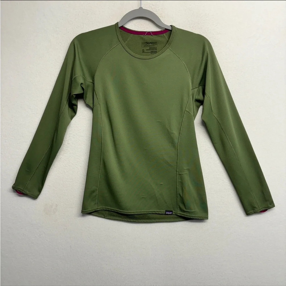 PATAGONIA Capilene Midweight Women’s XS Crew Shirt #44436 Green Baselayer Top‎